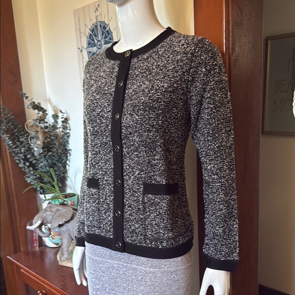 Northern Reflections Sweaters - Black and White Textured Button-Front Women's Sweater